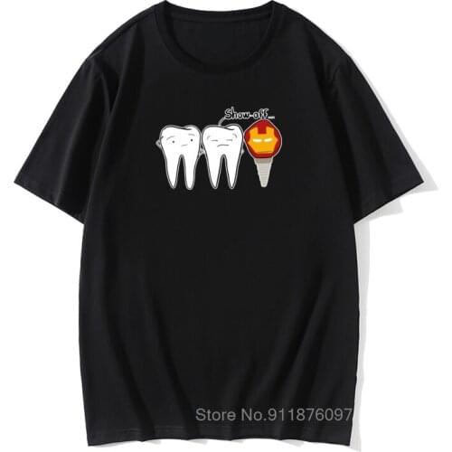 Mens Show-off Tooth T-Shirts Dental Implant Dentist Dentistry Tees Vintage Short Sleeve Tops 100% Cotton T Shirt Big Size