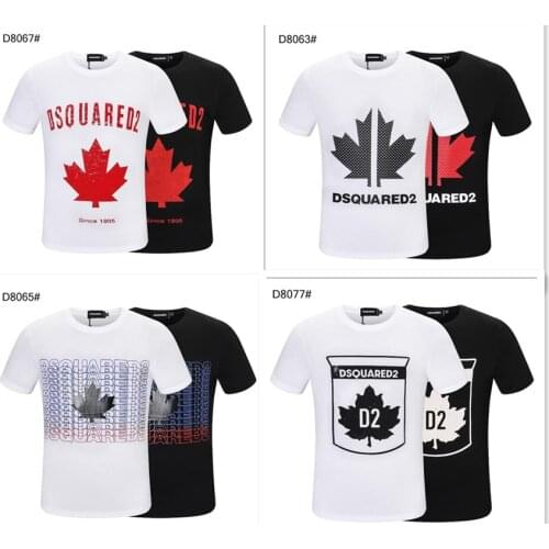 DSQUARED2 Men And Women Printed Letters Round Neck Short-Sleeved Street Hip-Hop Pure Cotton Authentic T-Shirt DSQ2 Short-Sleeved