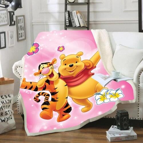 Disney Cartoon Winnie The Pooh Tigger Piggy Debbie Soft Comfort Wool Blanket Plush 3D Printed Adult Children Sofa Bedding