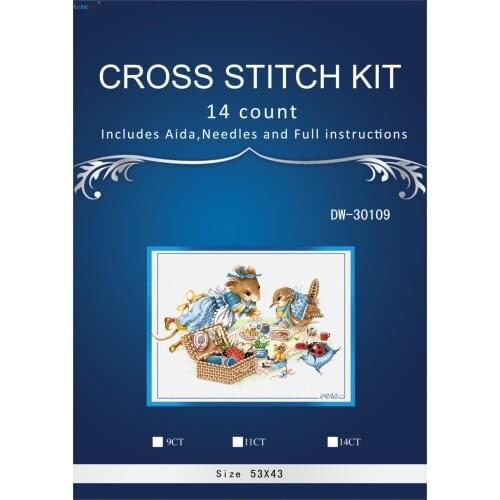 Top Quality Beautiful Lovely Counted Cross Stitch Kit Life Mouse And Bird Picnic lanarte 33843 55x44cm, 14CT