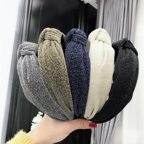 Glitter Mesh Hairband Head Band for Women New Shiny Sequin Cross Knot Hair Hoop Headband Bezel Hair Accessories