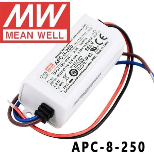 Original Mean Well APC-8-250 meanwell Plastic Case 250mA Constant current 8W Single Output LED Switching Power Supply
