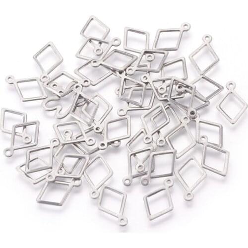 20pcs 304 Stainless Steel Charms Pendants Drop/Heart/Moon/Star Rhombus Shape Pendant jewelry making ,Stainless Steel Color F80