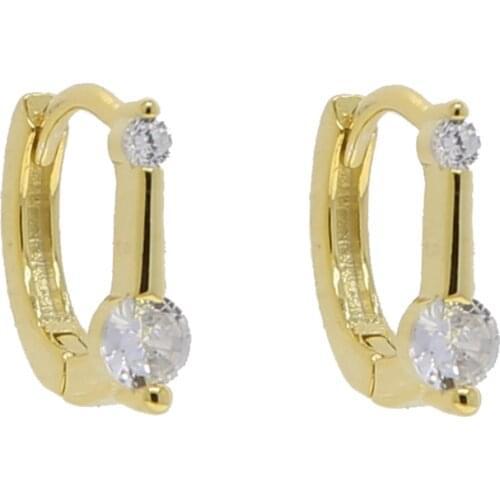 Real 925 Sterling Silver Earrings Gold silver Color round CZ Zircon Small Circle Huggie Hoop Earrings For Women Fine jewelry