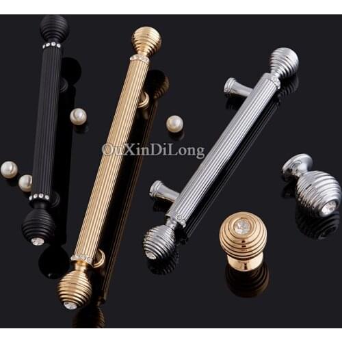 Luxury 10PCS European Inlaid Crystal Kitchen Door Handles Cupboard Wardrobe Drawer Wine Cabinet Pulls Furniture Handles & Knobs