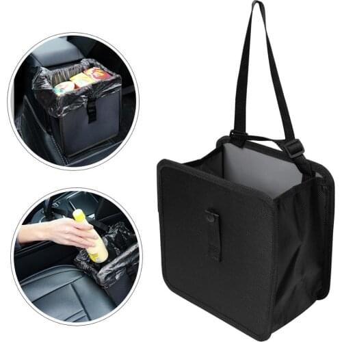 Folded Leakproof Car Garbage Organizer Trash Bin Bag With Cover Lid Hanging Traveling Foldable Leak Proof Trash Bag