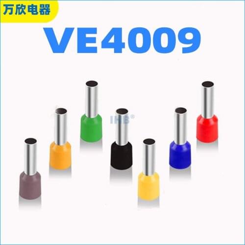 1000pcs E4009 Tubular Wire Cold Pressure Connector Electrical Terminals Cable Crimps Wire Ferrules For 0.5mm2, 22AWG Wire VE4009