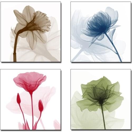 Modern beautiful four-color floral flower rose canvas art print Nordic wall painting home decoration painting without frame