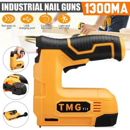 Heavy Duty Cordless Electric Tacker Stapler Power Tool Furniture Staple Gun for Frame With 1000 Staples and Woodworking Nail Gun