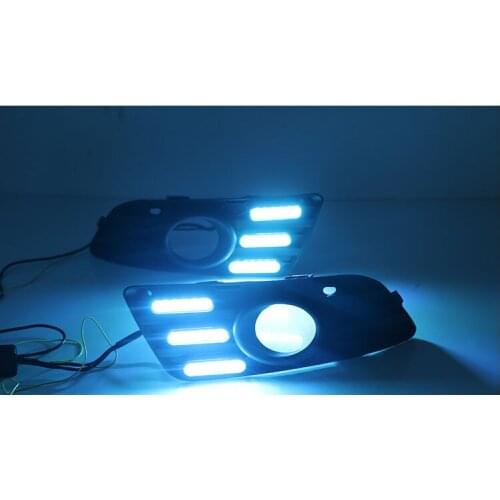 Eosuns Led Drl Daytime Running Light+front Fog Light for Mitsubishi Lancer Ex 2013-2014 with Dynamic Moving Yellow Turn Signal