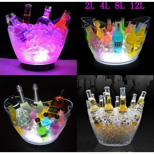 Led Rechargeable Acrylic Ice Buckets Luminous Boat Shaped Whisky Drink Cooler Bars Nightclubs Champagne Beer Wine Holder