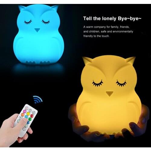 LED Owl Night Lamps Touch Color Changeable Room Decoration Light Remote Control USB Night Light For Kids Gift Bedroom Decor