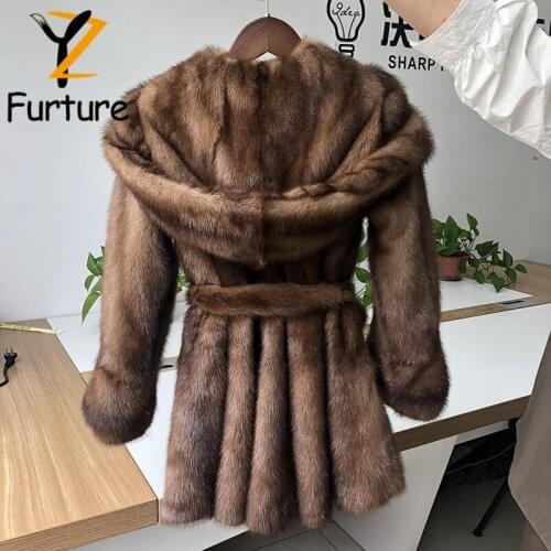 Warm Baby Child Real Mink Fur Coat With Hood Genuine Natural Kids Mink Fur Skirt Overcoat Child Fashion Fur Sashes Slim Outwear