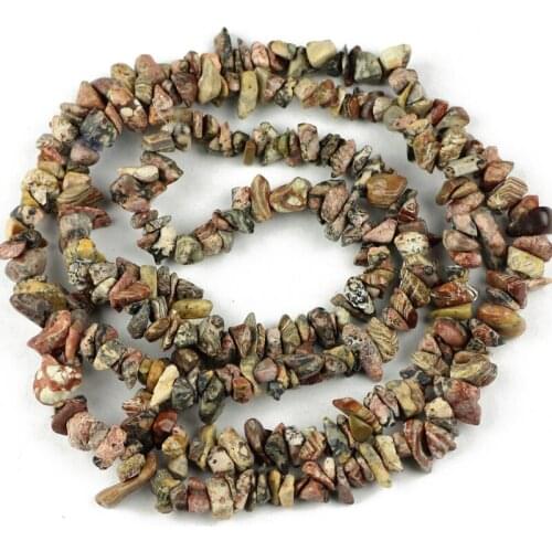 YHBZRET Wholesale Gravel Irregular Shape long 86cm Natural Leopard stone Chips Beads For Jewelry Making DIY Bracelet Necklace