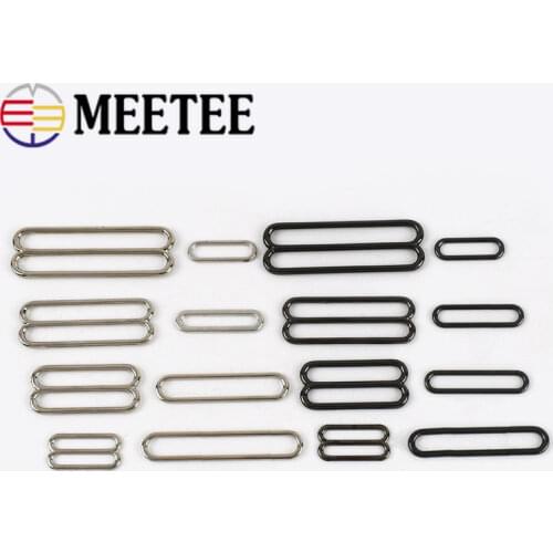 Meetee 10/30pcs 30/38/50mm Metal Tri-Glide Adjust Buckles Clasp Bra O Ring Sliders Strap Buckle DIY Belt Hook Garment Accessory