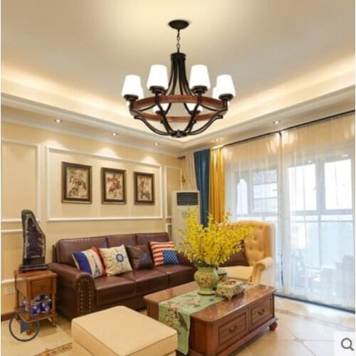 Iron chandelier atmosphere living room bedroom European wooden restaurant spreader retro atmosphere bar table lamp