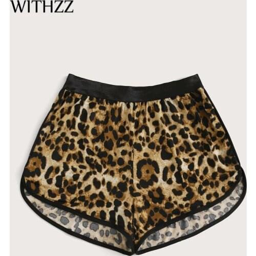 WITHZZ Womens Shorts Leopard Print Contrasting Color Cycling Sports Casual Shorts