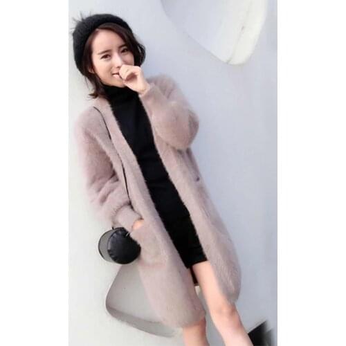 New Women High Fashion Pure 100% Mink Cashmere Cardigans Factory Customize Colors and plus size mink cashmere sweater tbsr350