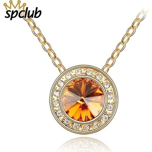 Collier Femme Crystals from Swarovski Pendant Necklace for Women Round Little Necklace Colar Chain Fashion Jewelry New Bijoux