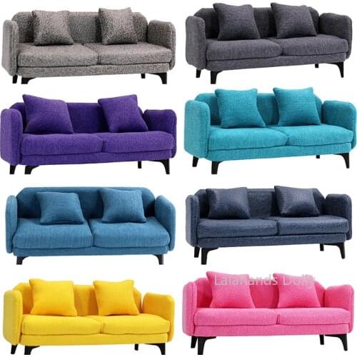 1:12 OB11 Dollhouse Mini Single Leather Sofa Double Sofa Model for Dollhouse Furniture Decorative Accessories