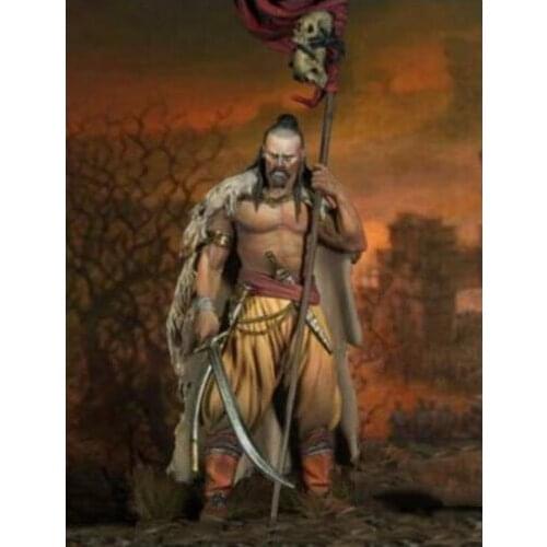1/24 75MM ancient warrior with Cloak Resin figure Model kits Miniature gk Unassembly Unpainted