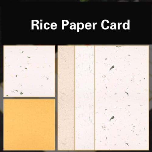 10 Sheets Calligraphy Half-Ripe Paper Thickened Rice Paper Card with Flower and Plant Antique Yunlong Paper Card Lens Decoupage