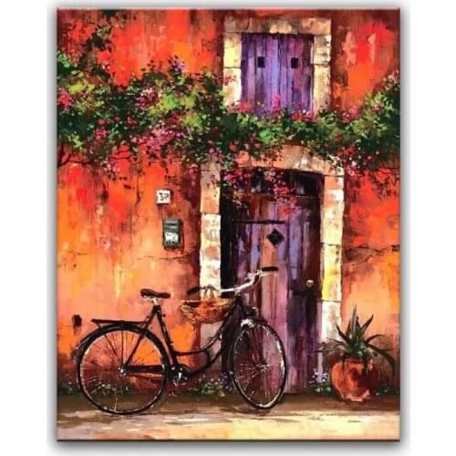100% hand painted oil painting Home decoration high quality landscape knife painting pictures DM16062607