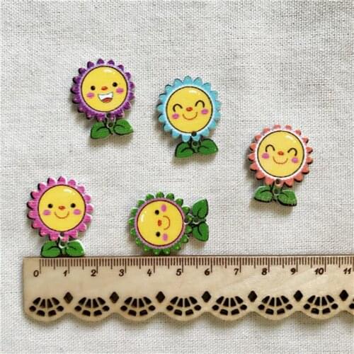 1000pcs Mixed Wood Buttons Sunflower Shaped Sewing Accessories Scrapbooking Embellishments 30x24mm