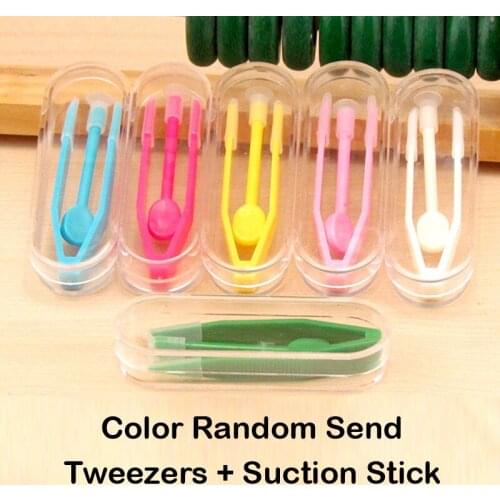 2 Set Contact Lenses Inserter Random Color Tweezers Suction Stick Eyes Care Tool Kit Contact Lens Case Clip Stick Tweezers