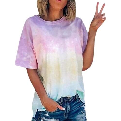 2021 Oversized T-Shirt Casual Top Loose WomenS Shirt Tie-Dye Short Sleeve T-Shirts Crew-Neck Trend T Shirt женские футболки