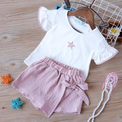 2021 Summer Star Print Top+Shorts 2Pcs Clothing Sets Girl Clothes Kids Clothes Girls Children Clothes Girl Set