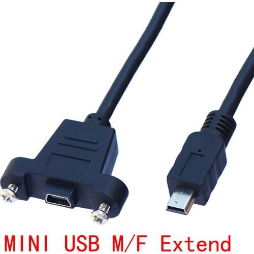 5 M Mini USB B 5pin Extension Cable Male To Female With Screw Lock Panel Mount Screws