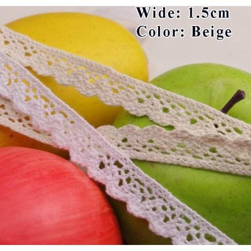 5meter 1cm 1.5cm 1.7cm Apparel Sewing Fabric DIY White Beige Trim Crocheted Cotton Lace Fabric Ribbon Handmade Accessories Craft