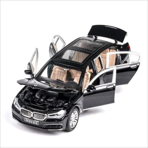760li simulation 1:24 alloy toy car model with sound and light door opening ornament souvenir for childrens birthday black car