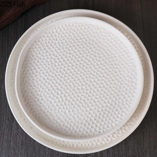 White Round Steak Plate Chinese Style Kitchen Supplies Tableware Party Dessert Cake Pan Modern Home Kitchen Ceramic Dinner Plate