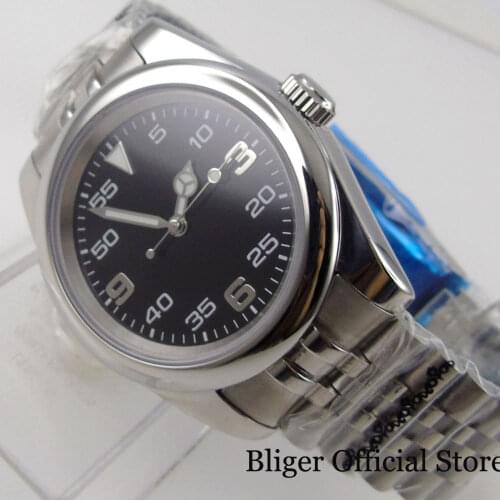 BLIGER 36mm Business Selfwinding Men Watch NH35A MIYOTA 8215 Jubilee Steel Bracelet Luminous Hand Flat Sapphire Crystal