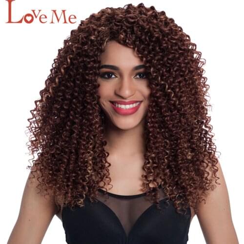 LOVE ME Ombre Afro Kinky Curly Hair 16 18 20 inch 7Pieces/lot Synthetic Hair Bundles With Closure Middle Part Lace Front Closure
