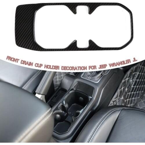 Carbon Fiber Water Cup Holder Cover Trim For 2018 for Jeep Wrangler JL Accessories