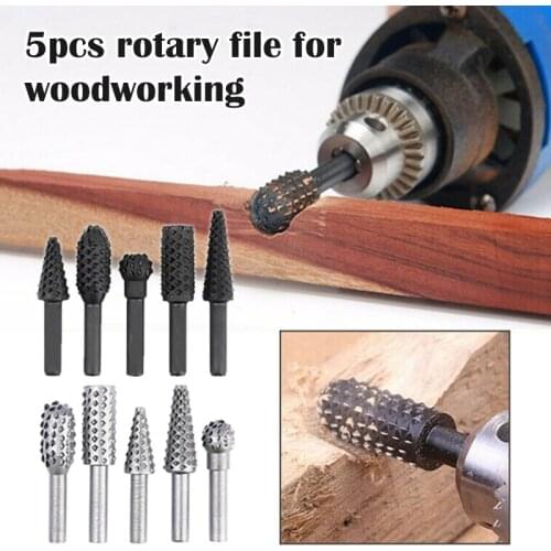 5pcs/set Home & Living Tool Steel Burr Wood Rasp Drill Bits Rotary Bit Spiral Wood Size File Rasp 1/4 Inch Best Price