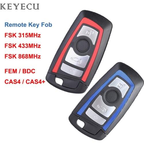 Keyecu 4 Button Remote Key FSK 315 / 433 / 868MHz PCF7953 for BMW F Chassis FEM / BDC CAS4 CAS4+,YGOHUF5662, YGOHUF5767, HUF5661