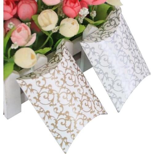 50pcs Pillow Kraft Paper Pattern Candy Box Candy Box Gift Box Packaging Box Home Party Favors Baby Shower Birthday Wedding Decor