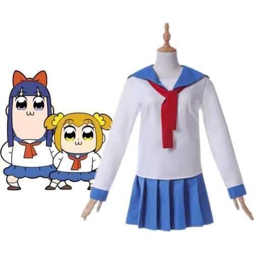Anime POP TEAM EPIC Cosplay Pipi Popuko Pipimi Costume Japanese Sailor Suit School Uniform Outfit Halloween Party Clothes