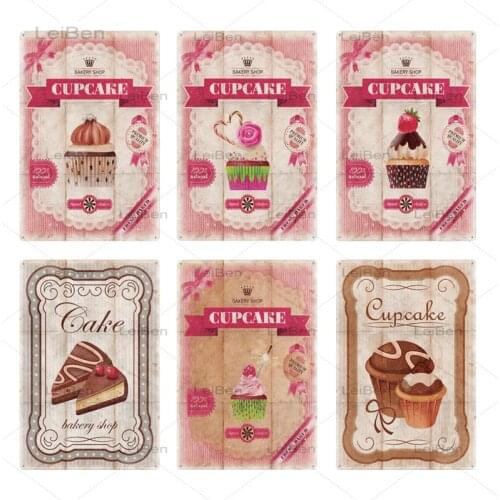 Cupcake Metal Tin Sign Creative Metal Plaque Wall Art Poster Home Decoration Kitchen Cafe Restaurant Metal Plate Metal Painting