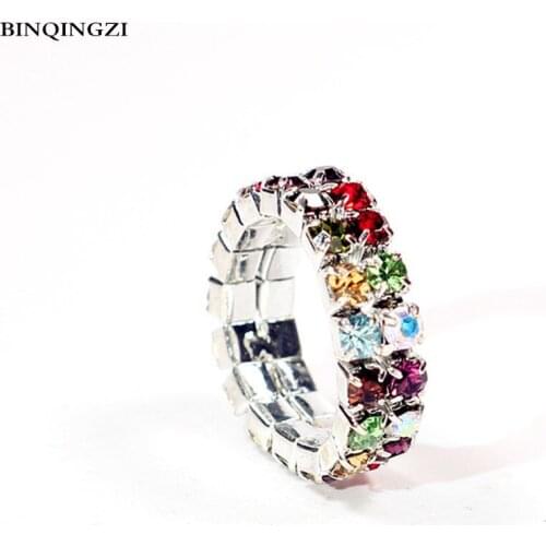 Cute Multilayer Sparkling Shiny Rhinestone crystal Elastic toe Ring adjustable fashion rings for women 2018