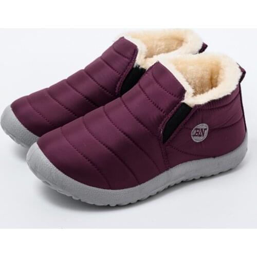 Fashion Keeping Warm Women Ankle Boot Winter Snow Boots Shoes Women Men Waterproof Slip on Lightweight Flat Plus Size Shoe 36-47