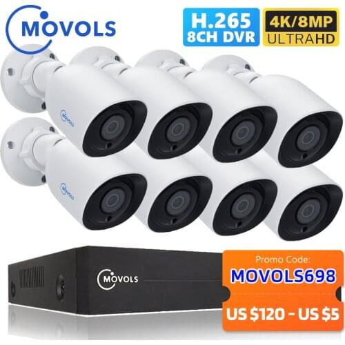 MOVOLS 8CH 4K Ultra HD CCTV Camera System H.265 CCTV Kit 8MP DVR Outdoor Home Waterproof Video Security Surveillance System