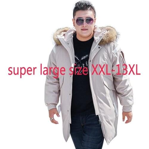 New Fashion High Quality Big Fur Collar Down Jacket Men Long Hooded Oversize Thick Coat Casual Mens Plus Size 2XL-10X11X12XL13XL