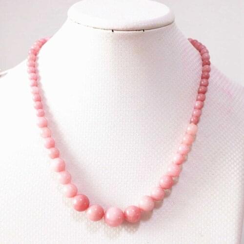 New fashion women chain necklace pink Rhodochrosite 6-14mm round beads strand choker jewelry elegant gifts 18inch B617