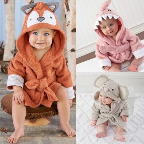 Baby Hooded Bathrobe Cute Animals Design Ultra Soft Robe for 0-18 Months Pyjama Newborn Sleepwear Kids Baby Girls Clothes