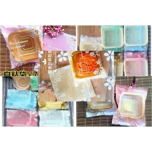 Wholesale /retail,free shipping,7cm/7.5cm (63-75g ) Good life Matt film moon cake trays moon cake Packing bag+ tray 95-100 sets